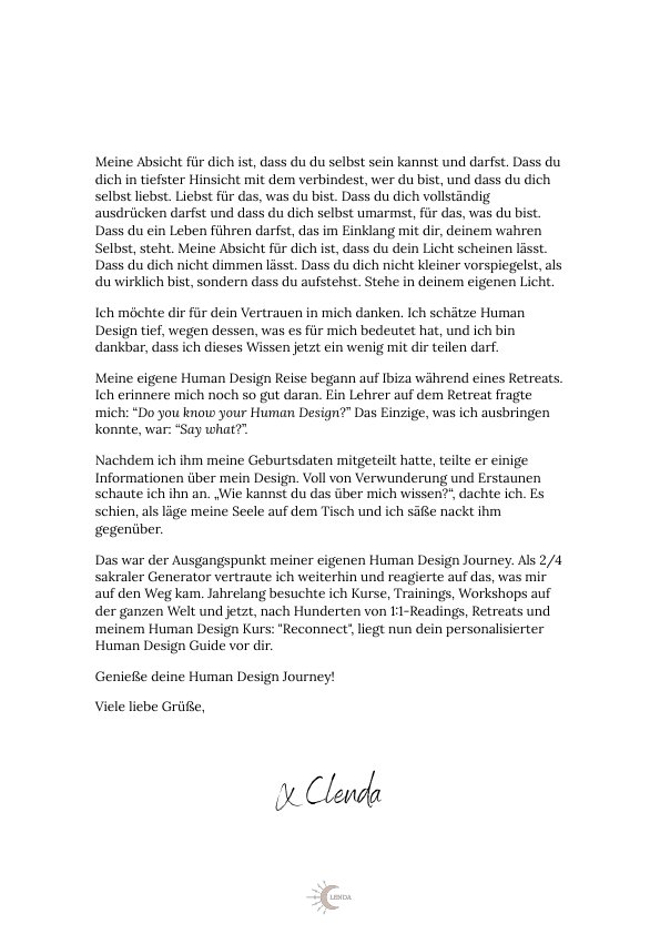 Guide page: a letter from Clenda
